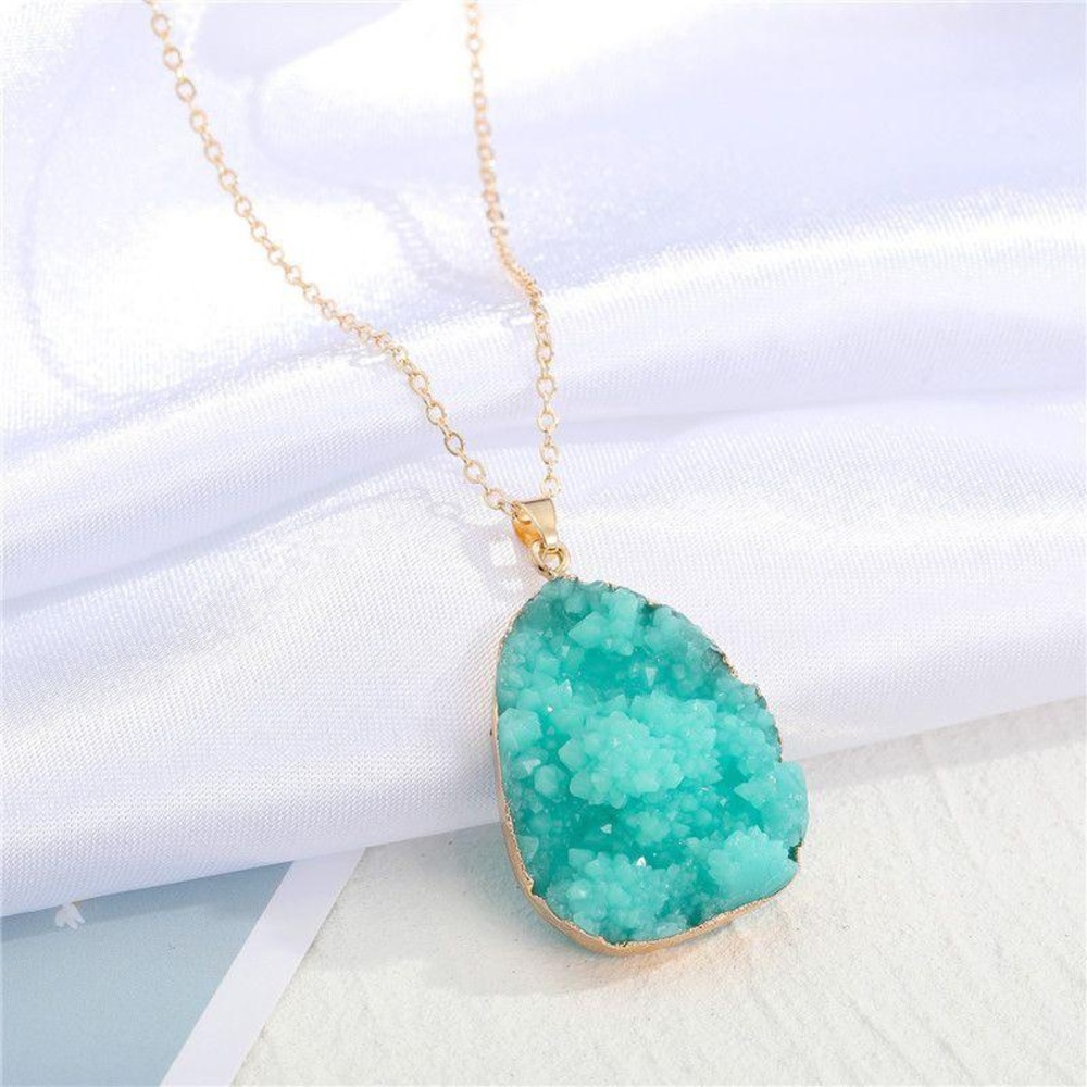 Quartz Style Necklace Blue